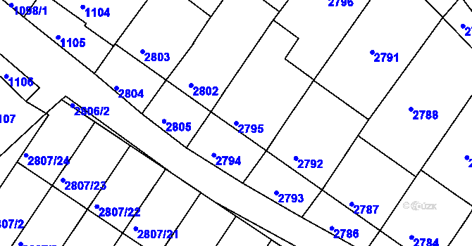 Parcela st. 2795 v KÚ Nivnice, Katastrální mapa