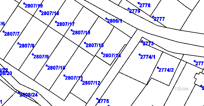 Parcela st. 2807/14 v KÚ Nivnice, Katastrální mapa