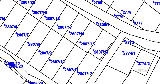 Parcela st. 2807/15 v KÚ Nivnice, Katastrální mapa