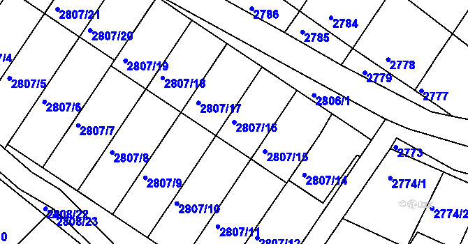 Parcela st. 2807/16 v KÚ Nivnice, Katastrální mapa