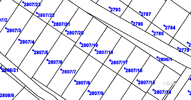 Parcela st. 2807/18 v KÚ Nivnice, Katastrální mapa