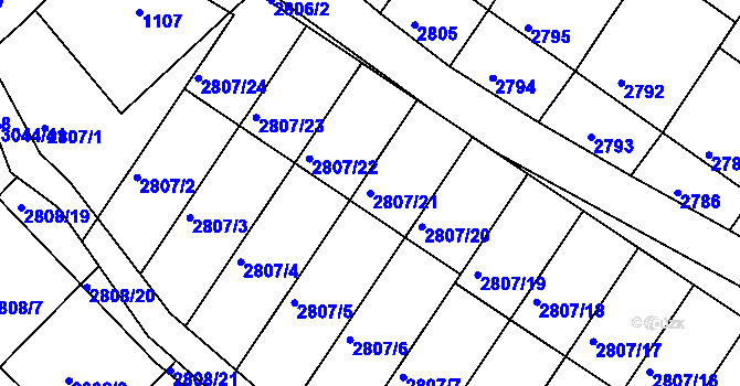 Parcela st. 2807/21 v KÚ Nivnice, Katastrální mapa