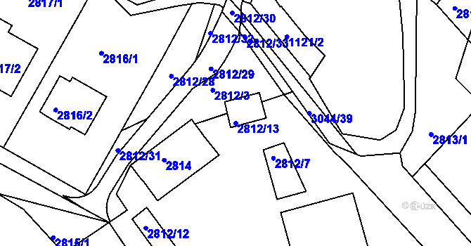 Parcela st. 2812/13 v KÚ Nivnice, Katastrální mapa