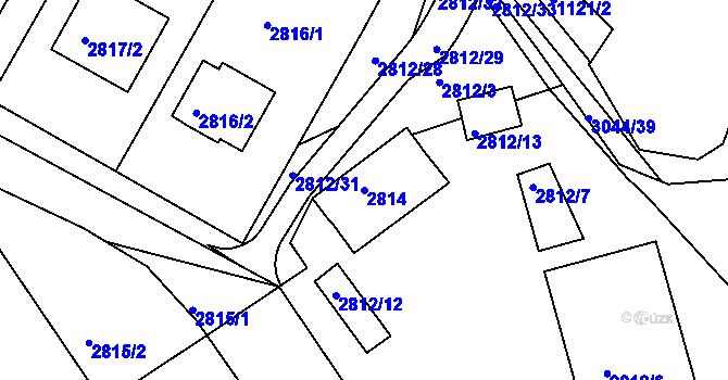 Parcela st. 2814 v KÚ Nivnice, Katastrální mapa