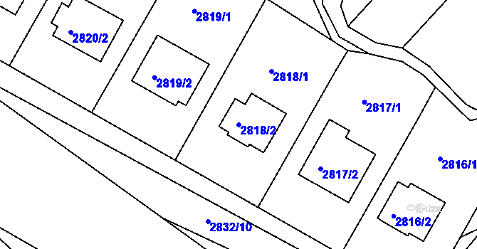 Parcela st. 2818/2 v KÚ Nivnice, Katastrální mapa