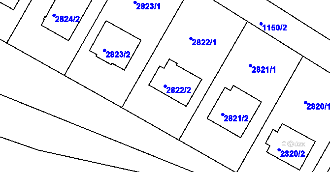 Parcela st. 2822/2 v KÚ Nivnice, Katastrální mapa