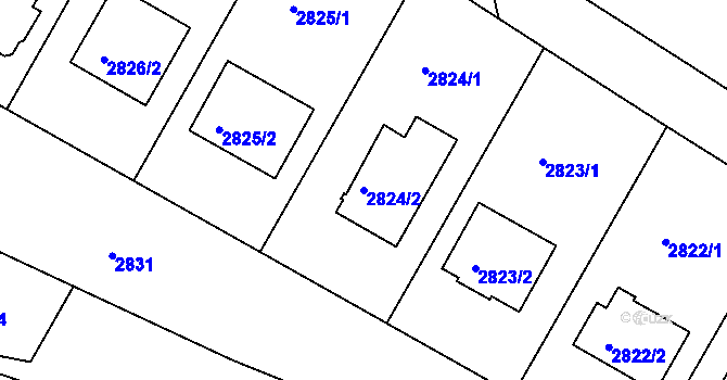 Parcela st. 2824/2 v KÚ Nivnice, Katastrální mapa