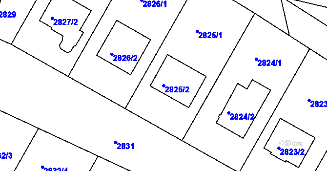 Parcela st. 2825/2 v KÚ Nivnice, Katastrální mapa