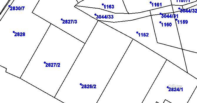 Parcela st. 2826/1 v KÚ Nivnice, Katastrální mapa
