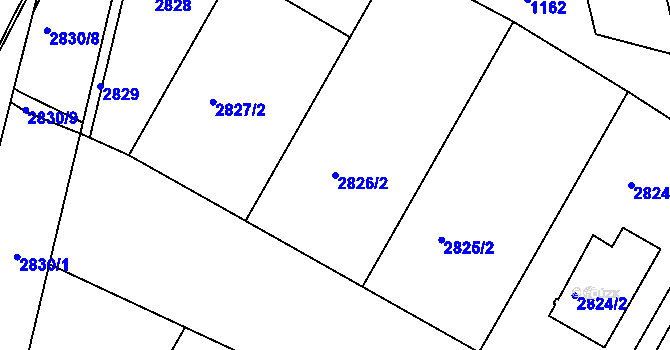 Parcela st. 2826/2 v KÚ Nivnice, Katastrální mapa