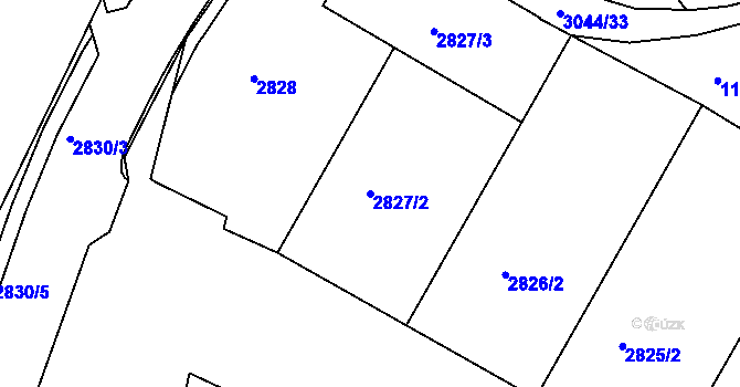 Parcela st. 2827/2 v KÚ Nivnice, Katastrální mapa