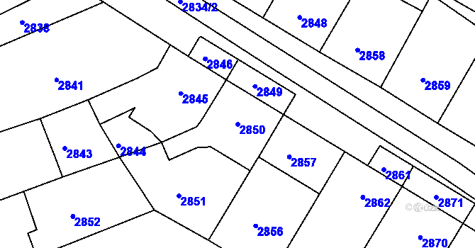 Parcela st. 2850 v KÚ Nivnice, Katastrální mapa