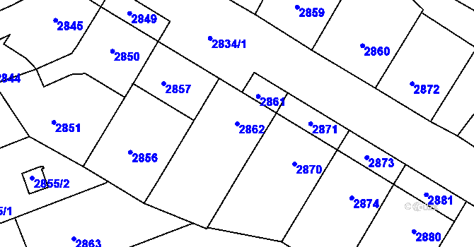 Parcela st. 2862 v KÚ Nivnice, Katastrální mapa