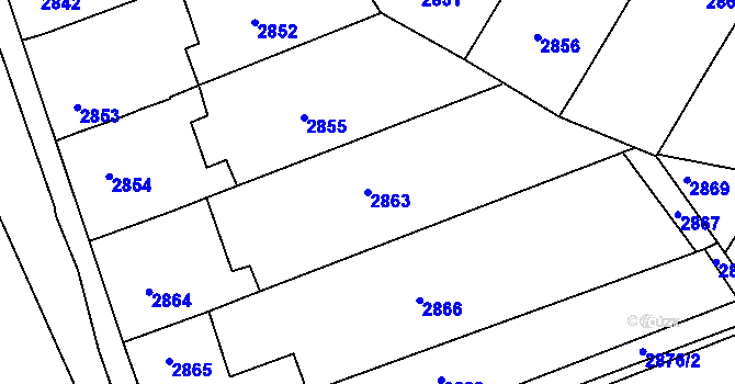 Parcela st. 2863 v KÚ Nivnice, Katastrální mapa