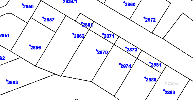 Parcela st. 2870 v KÚ Nivnice, Katastrální mapa