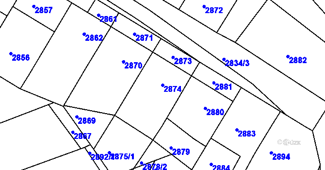 Parcela st. 2874 v KÚ Nivnice, Katastrální mapa