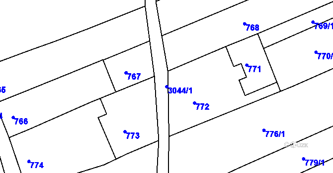 Parcela st. 3044/1 v KÚ Nivnice, Katastrální mapa