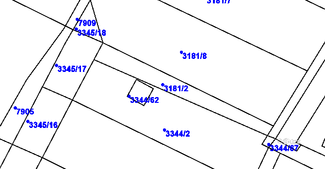 Parcela st. 3181/2 v KÚ Nivnice, Katastrální mapa
