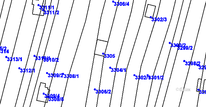 Parcela st. 3305 v KÚ Nivnice, Katastrální mapa