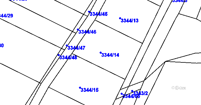 Parcela st. 3344/14 v KÚ Nivnice, Katastrální mapa