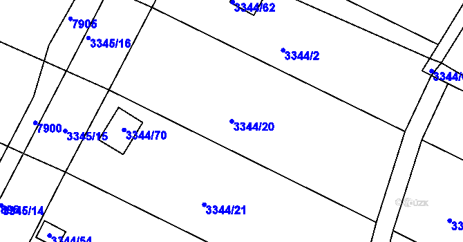 Parcela st. 3344/20 v KÚ Nivnice, Katastrální mapa