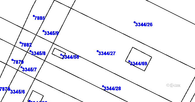 Parcela st. 3344/27 v KÚ Nivnice, Katastrální mapa