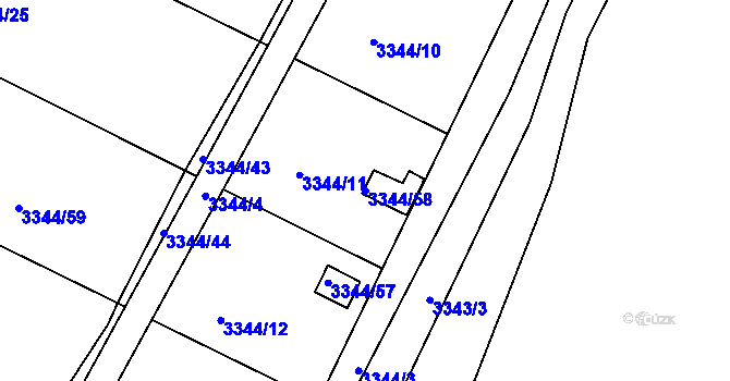Parcela st. 3344/58 v KÚ Nivnice, Katastrální mapa