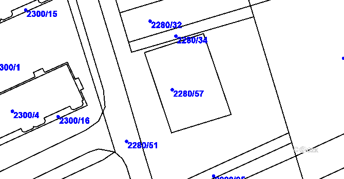 Parcela st. 2280/57 v KÚ Nivnice, Katastrální mapa
