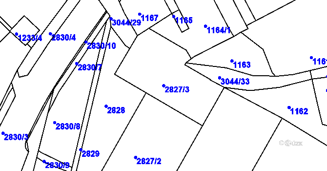 Parcela st. 2827/3 v KÚ Nivnice, Katastrální mapa