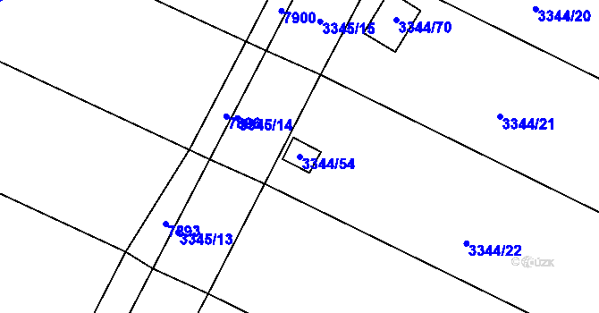 Parcela st. 3344/54 v KÚ Nivnice, Katastrální mapa