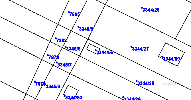 Parcela st. 3344/56 v KÚ Nivnice, Katastrální mapa