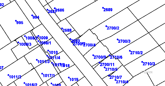 Parcela st. 2700/4 v KÚ Nivnice, Katastrální mapa