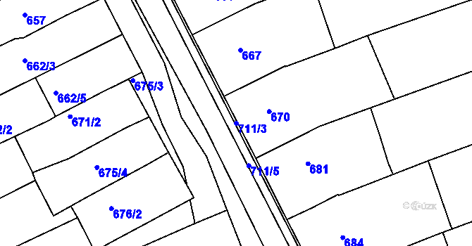 Parcela st. 711/3 v KÚ Nivnice, Katastrální mapa