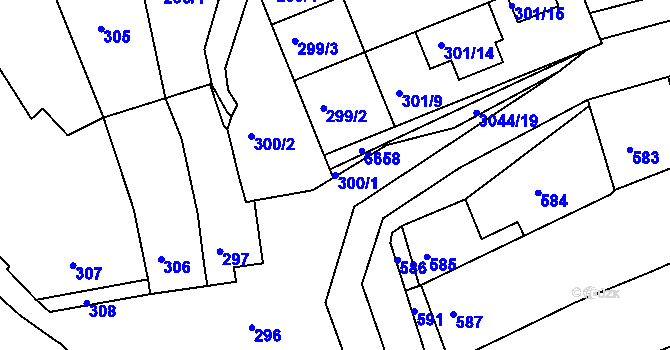 Parcela st. 300/1 v KÚ Nivnice, Katastrální mapa