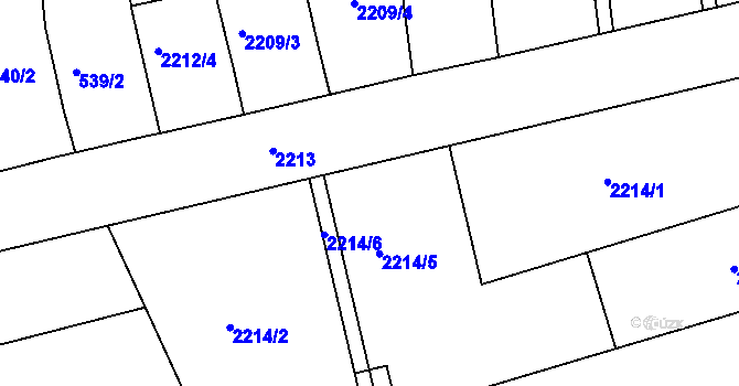 Parcela st. 2214/3 v KÚ Nivnice, Katastrální mapa