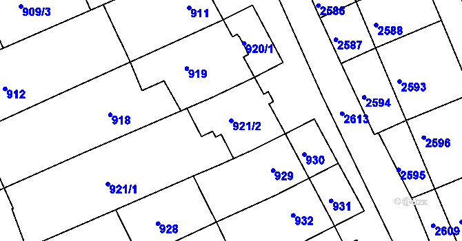 Parcela st. 921/2 v KÚ Nivnice, Katastrální mapa