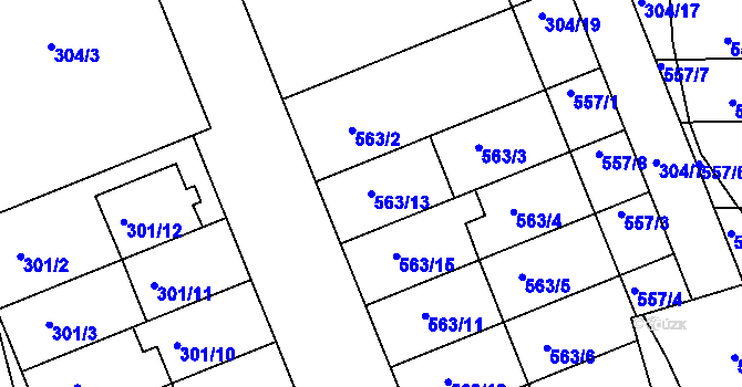 Parcela st. 563/13 v KÚ Nivnice, Katastrální mapa