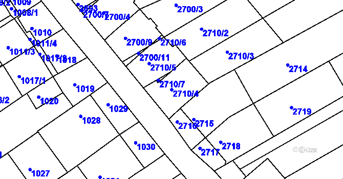 Parcela st. 2710/4 v KÚ Nivnice, Katastrální mapa