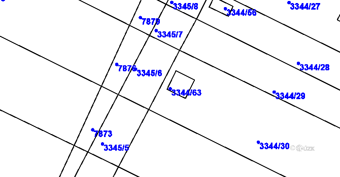 Parcela st. 3344/63 v KÚ Nivnice, Katastrální mapa