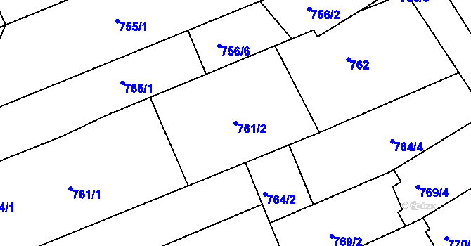 Parcela st. 761/2 v KÚ Nivnice, Katastrální mapa
