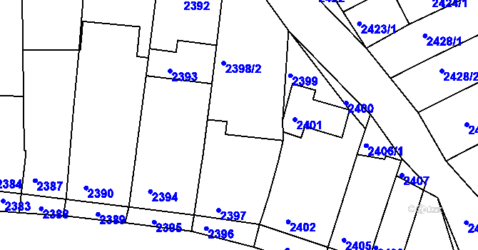 Parcela st. 2398/1 v KÚ Nivnice, Katastrální mapa