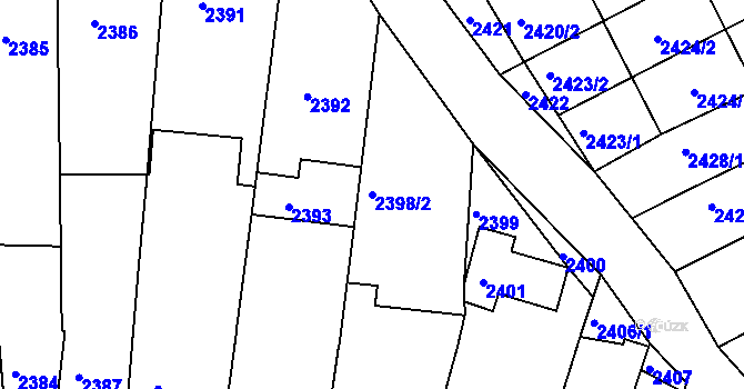 Parcela st. 2398/2 v KÚ Nivnice, Katastrální mapa