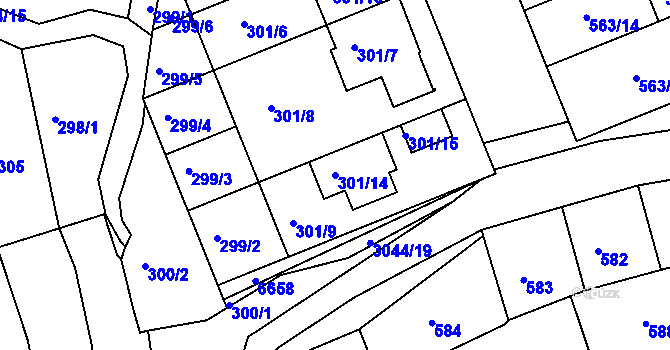 Parcela st. 301/14 v KÚ Nivnice, Katastrální mapa