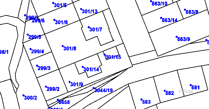 Parcela st. 301/15 v KÚ Nivnice, Katastrální mapa
