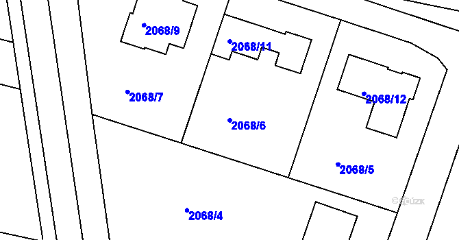 Parcela st. 2068/6 v KÚ Nivnice, Katastrální mapa