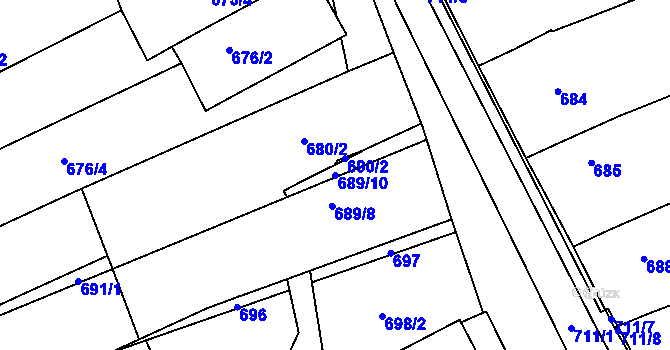 Parcela st. 689/10 v KÚ Nivnice, Katastrální mapa