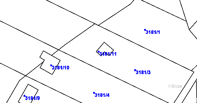 Parcela st. 3181/11 v KÚ Nivnice, Katastrální mapa