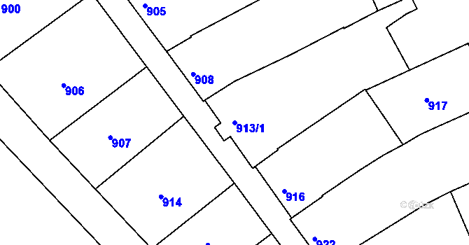 Parcela st. 913/1 v KÚ Nivnice, Katastrální mapa