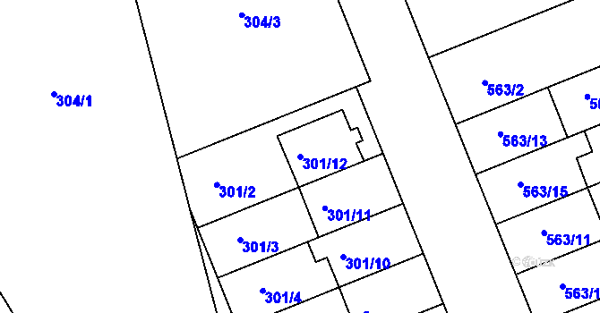Parcela st. 301/12 v KÚ Nivnice, Katastrální mapa