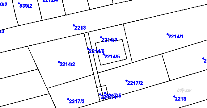 Parcela st. 2214/5 v KÚ Nivnice, Katastrální mapa